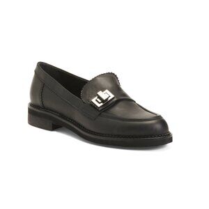 NAPOLEONI Black Made In Italy Leather Heeled Loafers